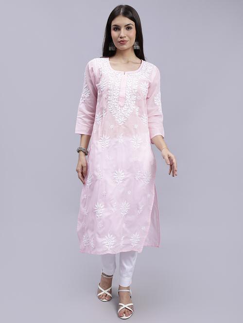 women chikankari straight kurta - 20495054 - Standard Image - 0