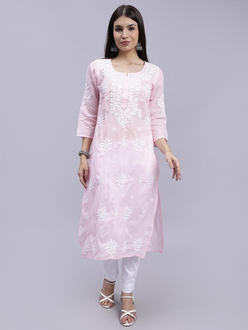 women chikankari straight kurta - 20495054 - Zoom Image - 0
