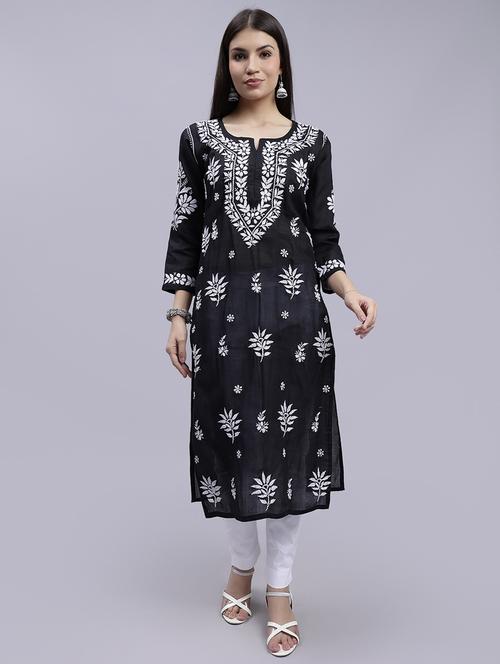 women chikankari straight kurta - 20495056 - Standard Image - 0