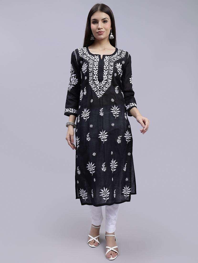 women chikankari straight kurta - 20495056 -  Standard Image - 2
