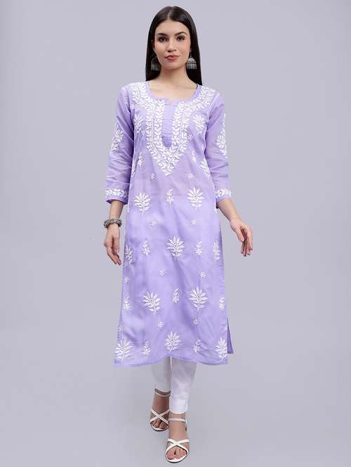 women chikankari straight kurta - 20495058 -  Standard Image - 0