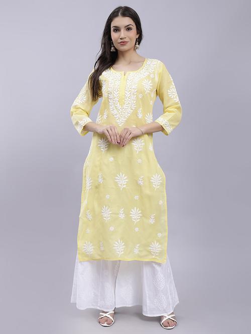 women chikankari straight kurta - 20495060 - Standard Image - 0