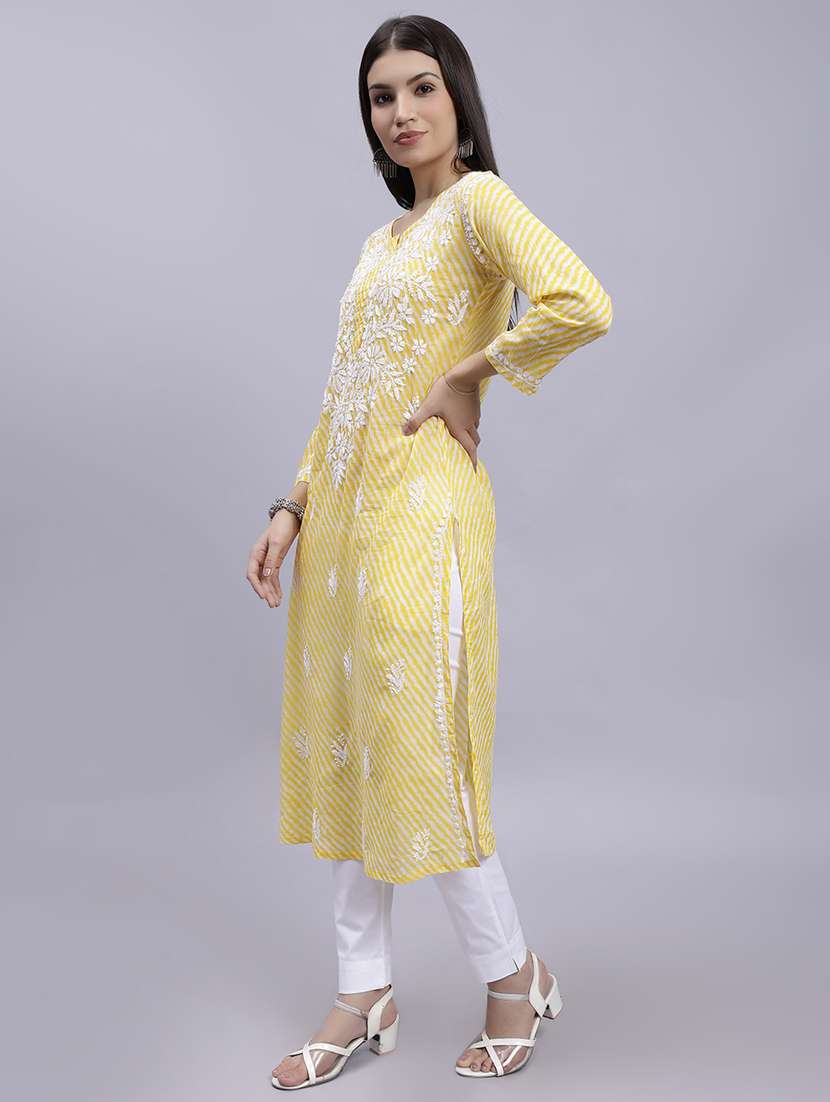 women chikankari straight kurta - 20495064 -  Standard Image - 2