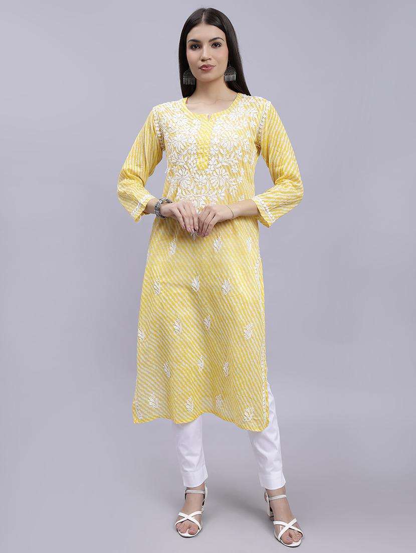 women chikankari straight kurta - 20495064 -  Standard Image - 2