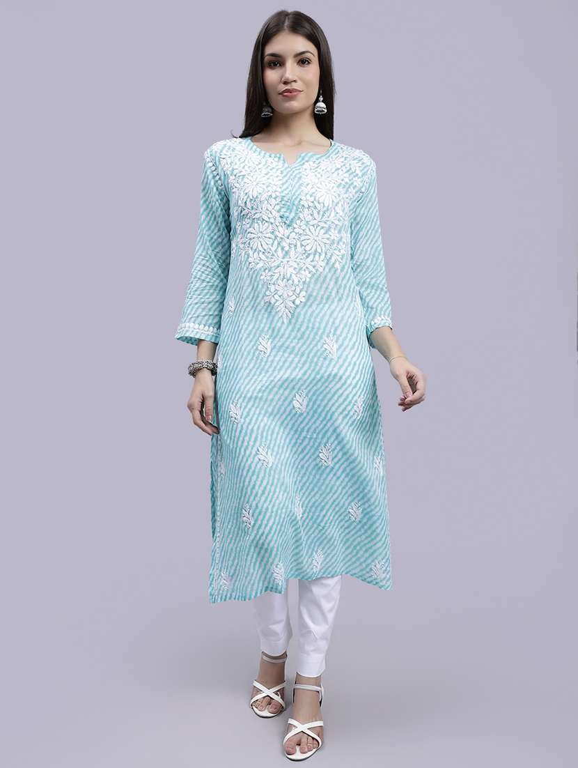 women chikankari straight kurta