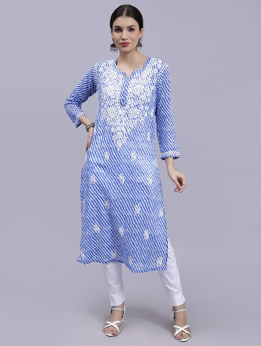 women chikankari straight kurta