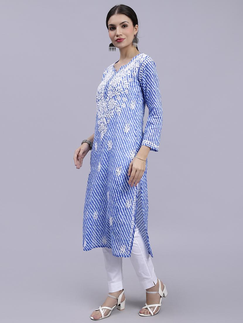 women chikankari straight kurta - 20495066 - Standard Image - 2