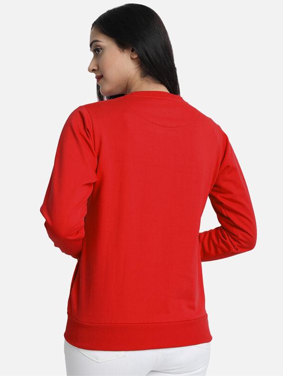 red fleece front print sweatshirt - 20495915 - Standard Image - 2