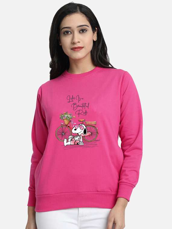 pink fleece front print sweatshirt - 20495928 - Zoom Image - 0