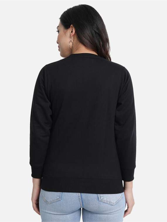 black fleece front print sweatshirt - 20495932 - Standard Image - 2