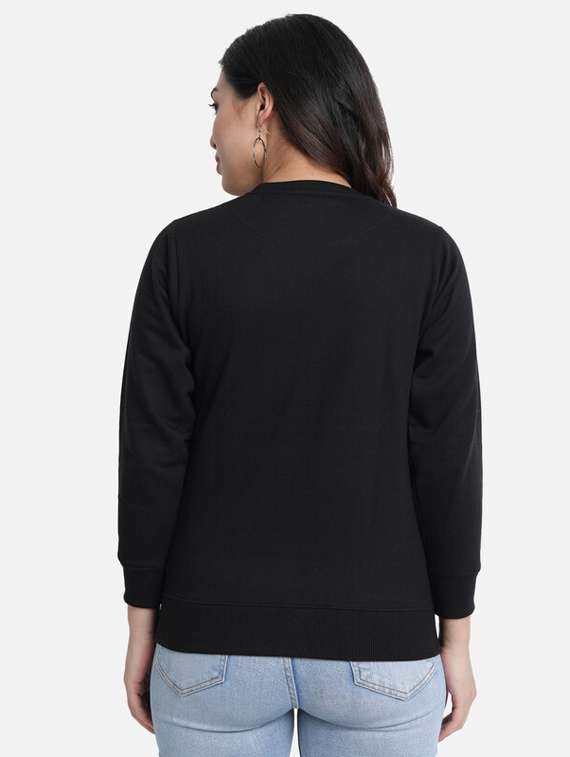 black fleece front print sweatshirt - 20495935 -  Standard Image - 2