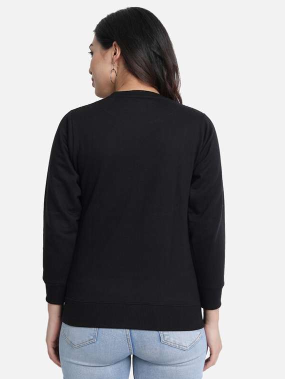 black fleece chest print sweatshirt - 20495937 -  Standard Image - 2