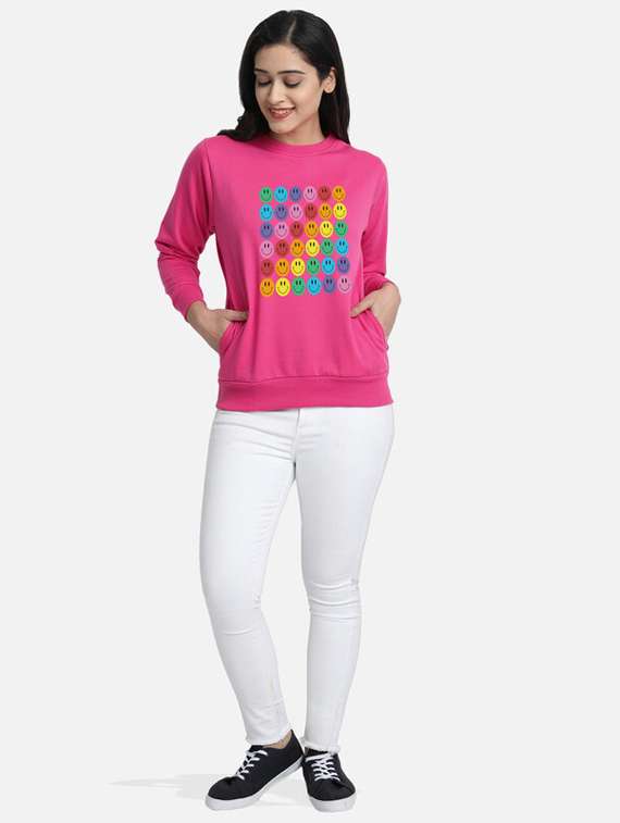 pink fleece front print sweatshirt - 20495956 - Standard Image - 2