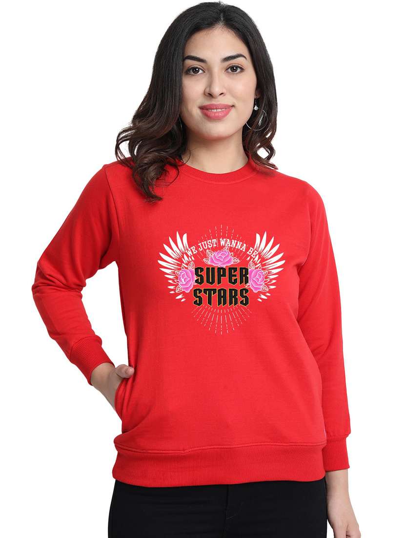 red fleece sweatshirt