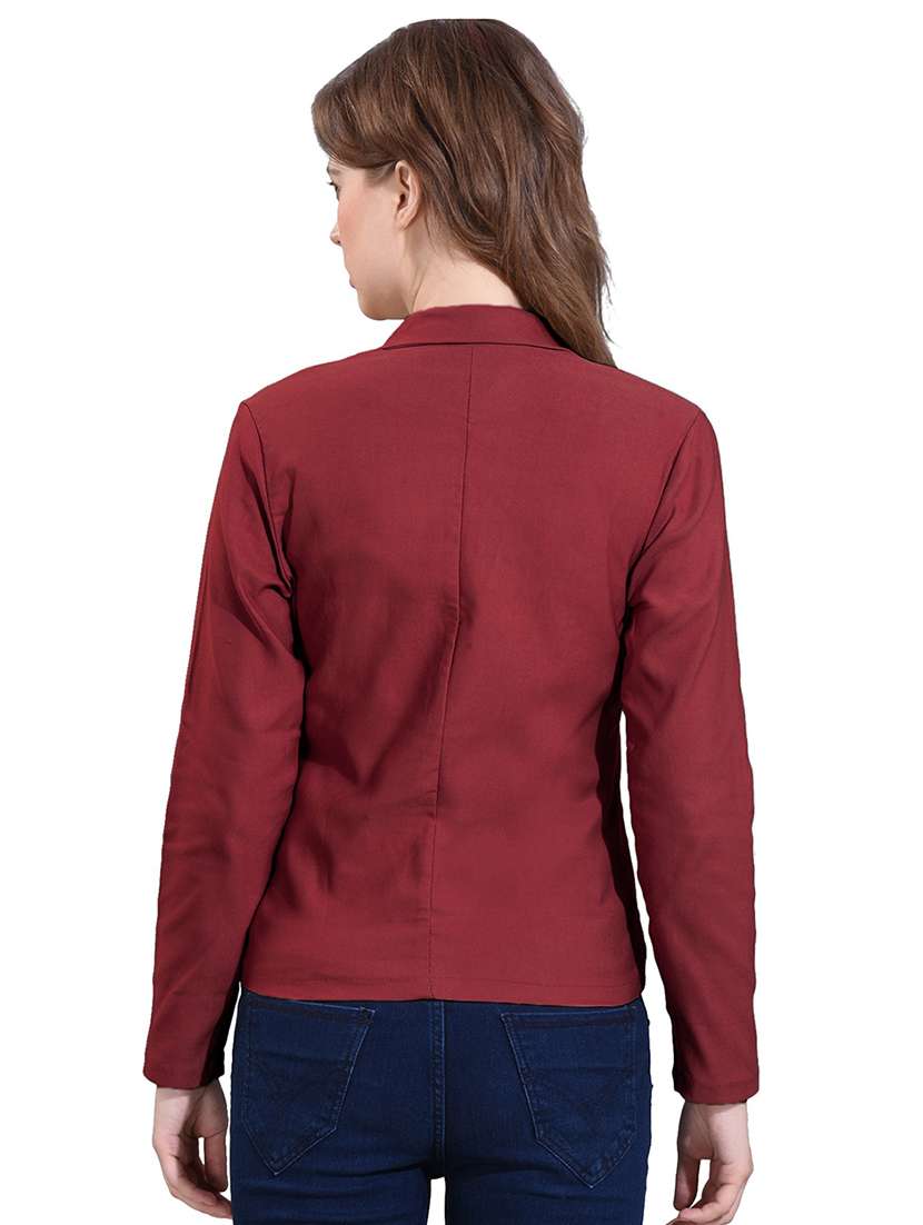 women maroon cotton blend casual blazer - 20496867 -  Standard Image - 2