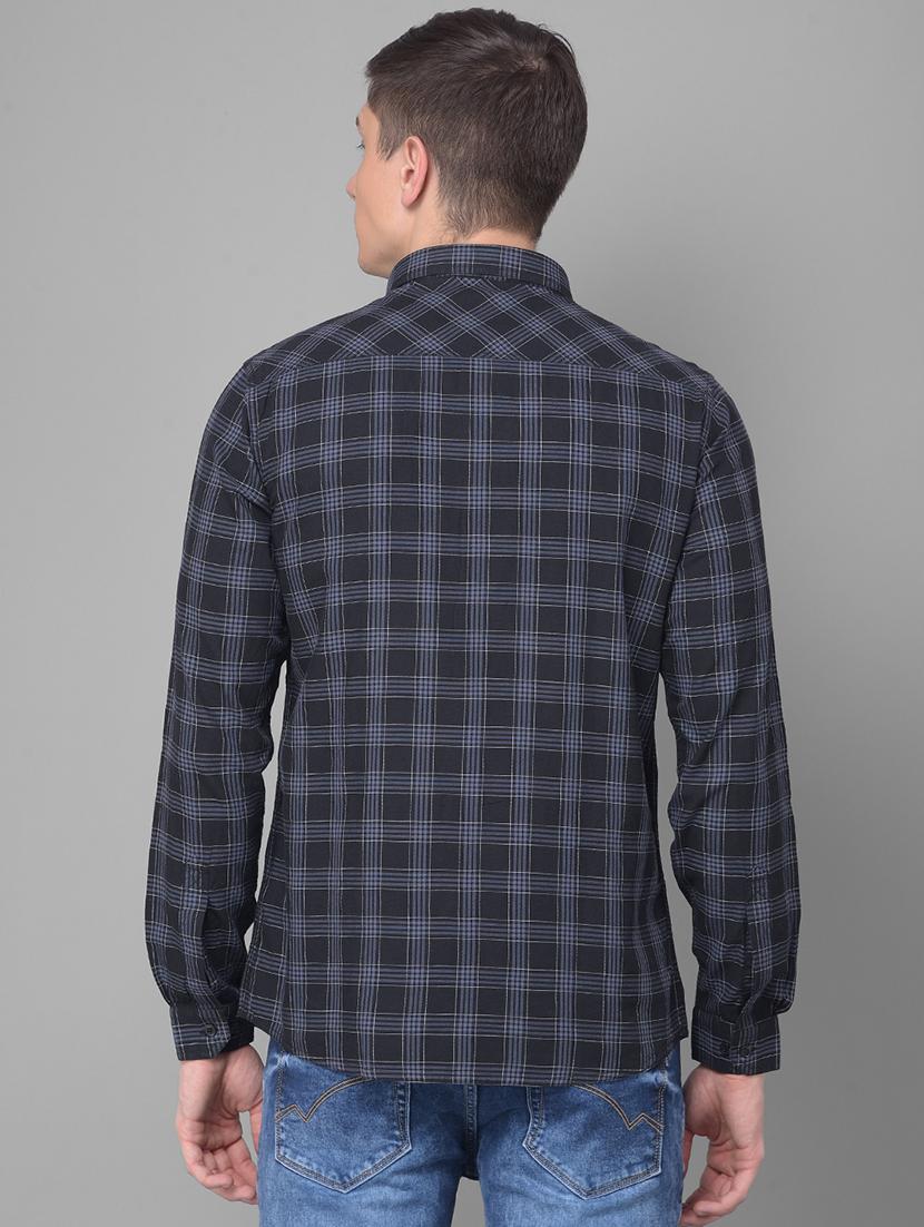 men black cotton checked causal shirt - 20497243 - Standard Image - 2