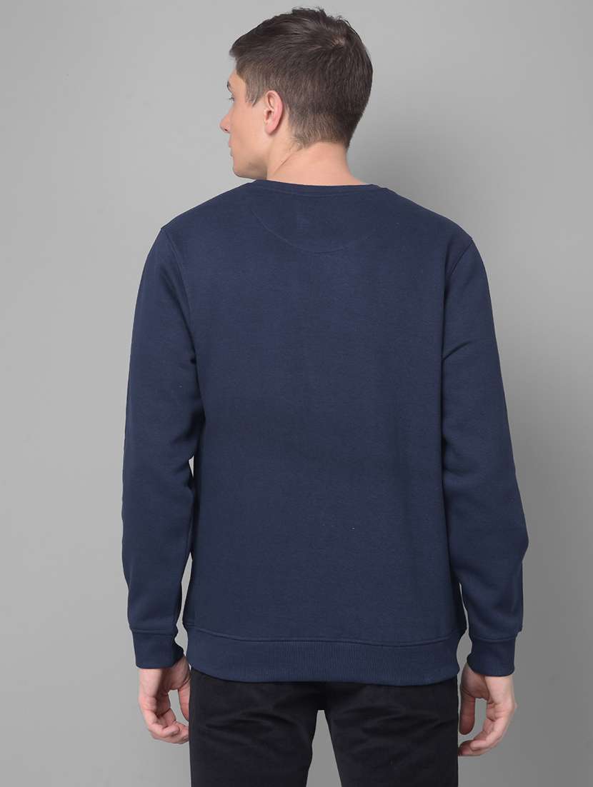 men graphic printed navy blue cotton blend sweatshirt - 20497259 -  Standard Image - 2