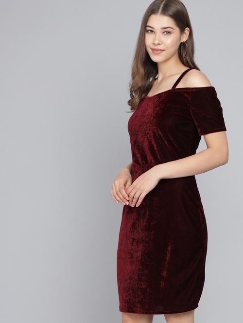 maroon solid bodycon dress - 20497721 -  Standard Image - 0