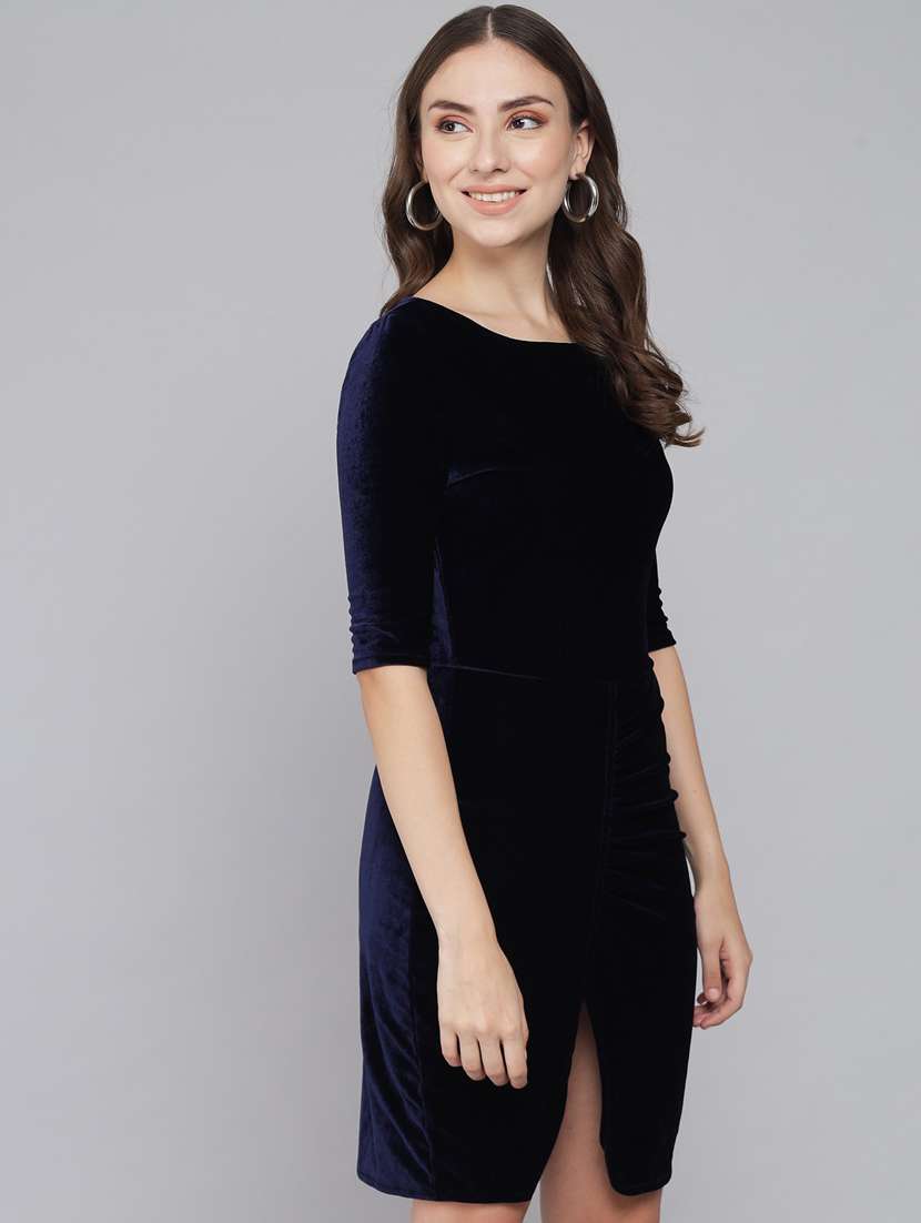 women solid sheath dress