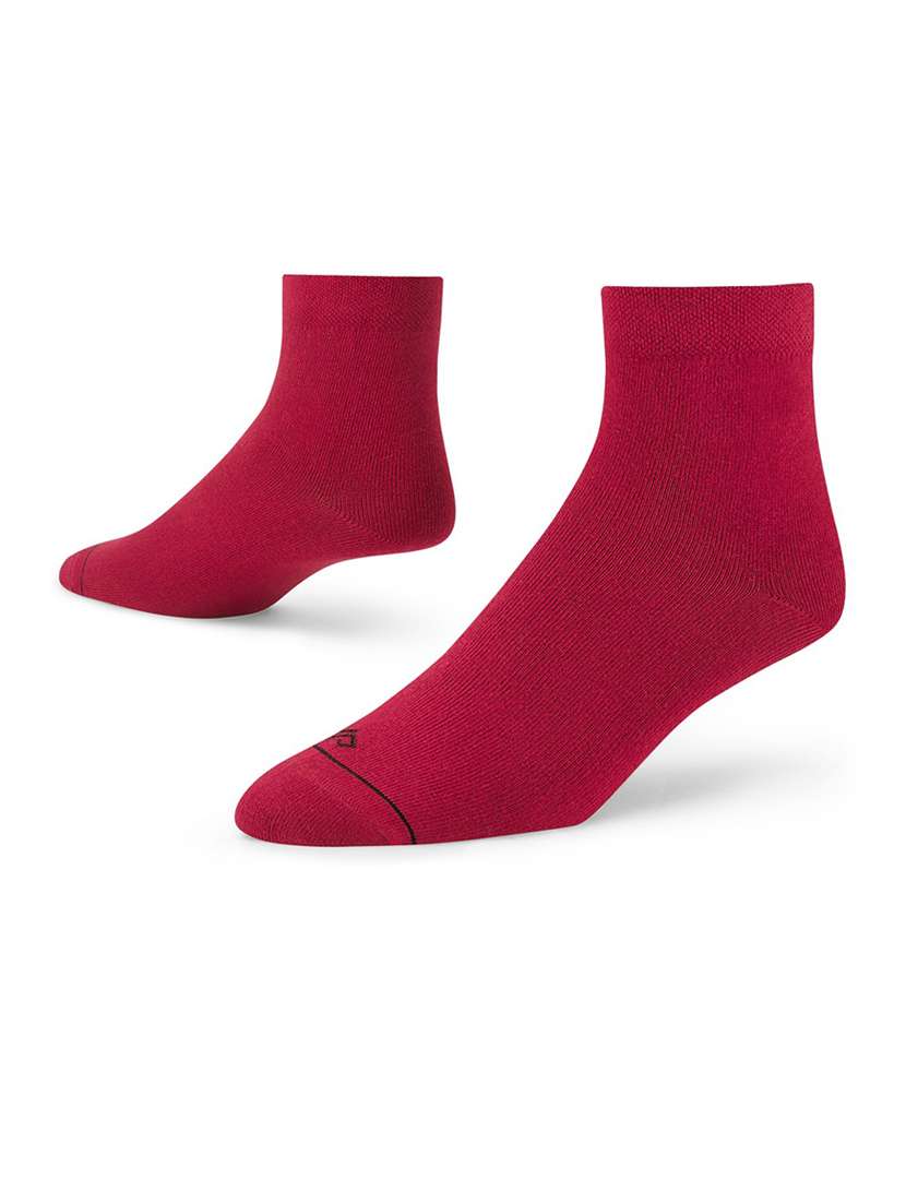 maroon cotton ankle length socks - 20498023 -  Standard Image - 2