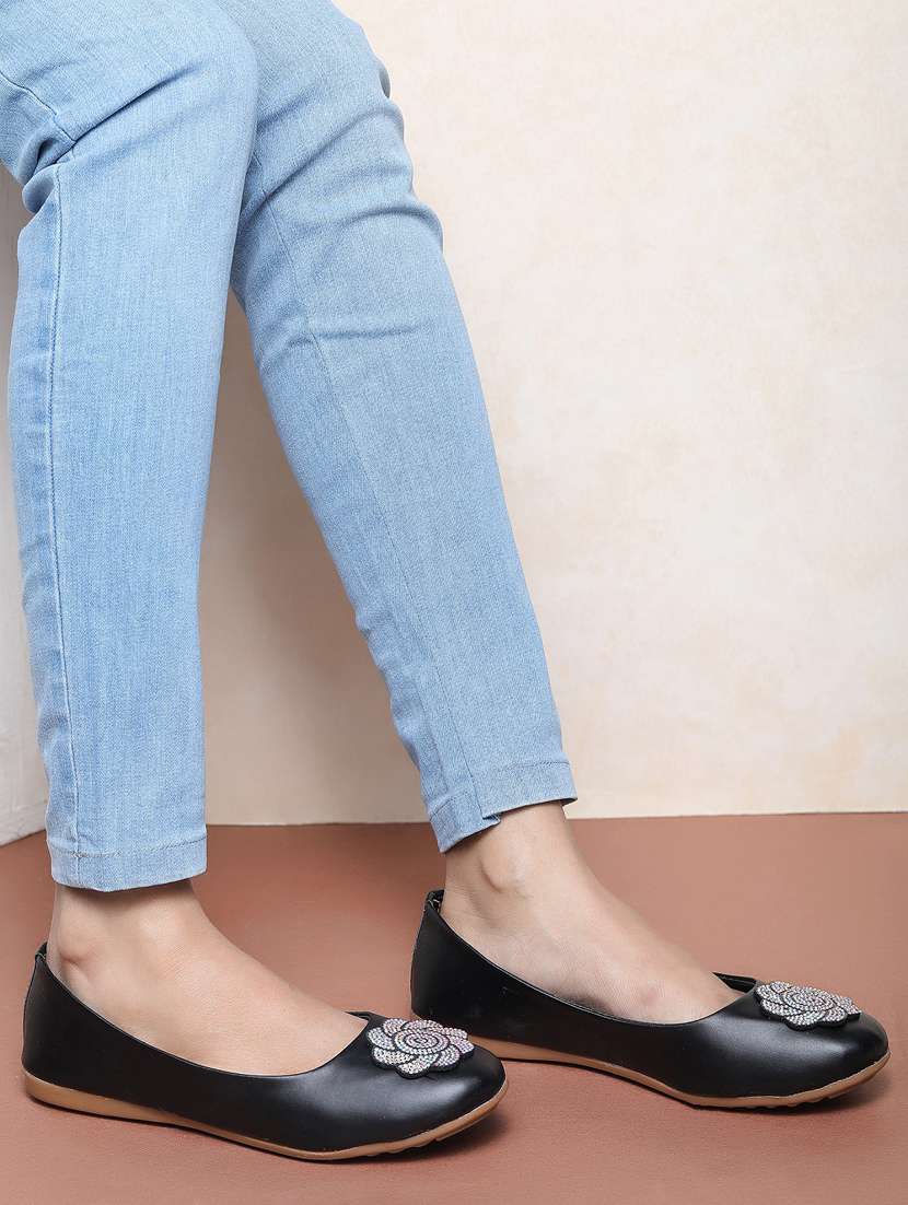 women black embellished slip on ballerina - 20499023 -  Standard Image - 2