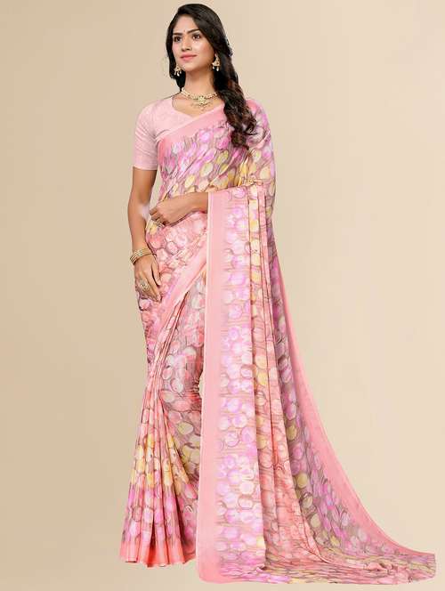 women rosewater geometric printed saree with blouse - 20499101 - Standard Image - 0