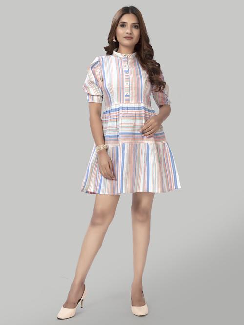 women striped a-line dress - 20500585 - Standard Image - 0