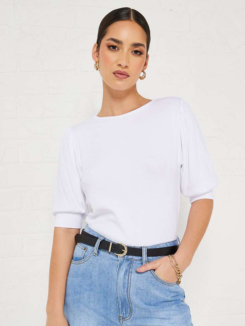 white solid straight top