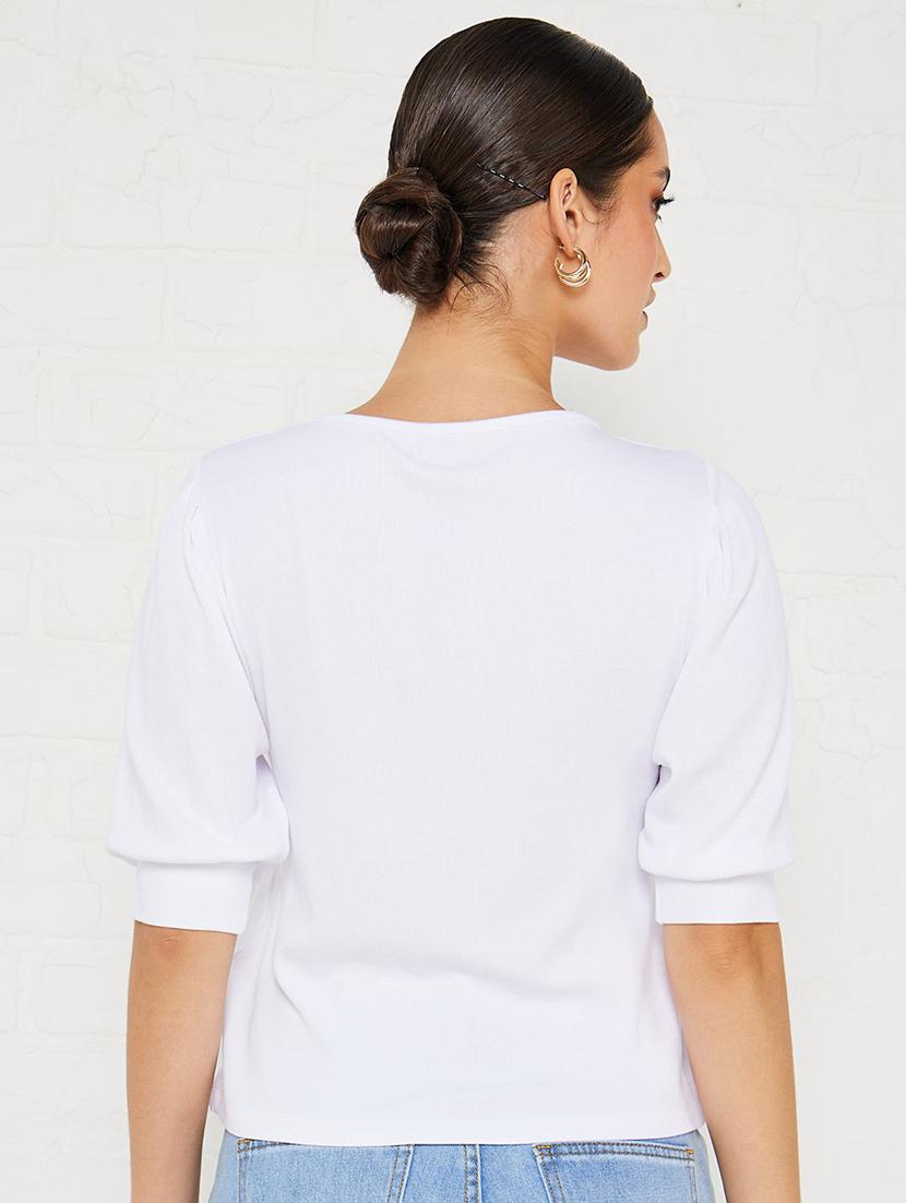 white solid straight top - 20500697 - Standard Image - 2