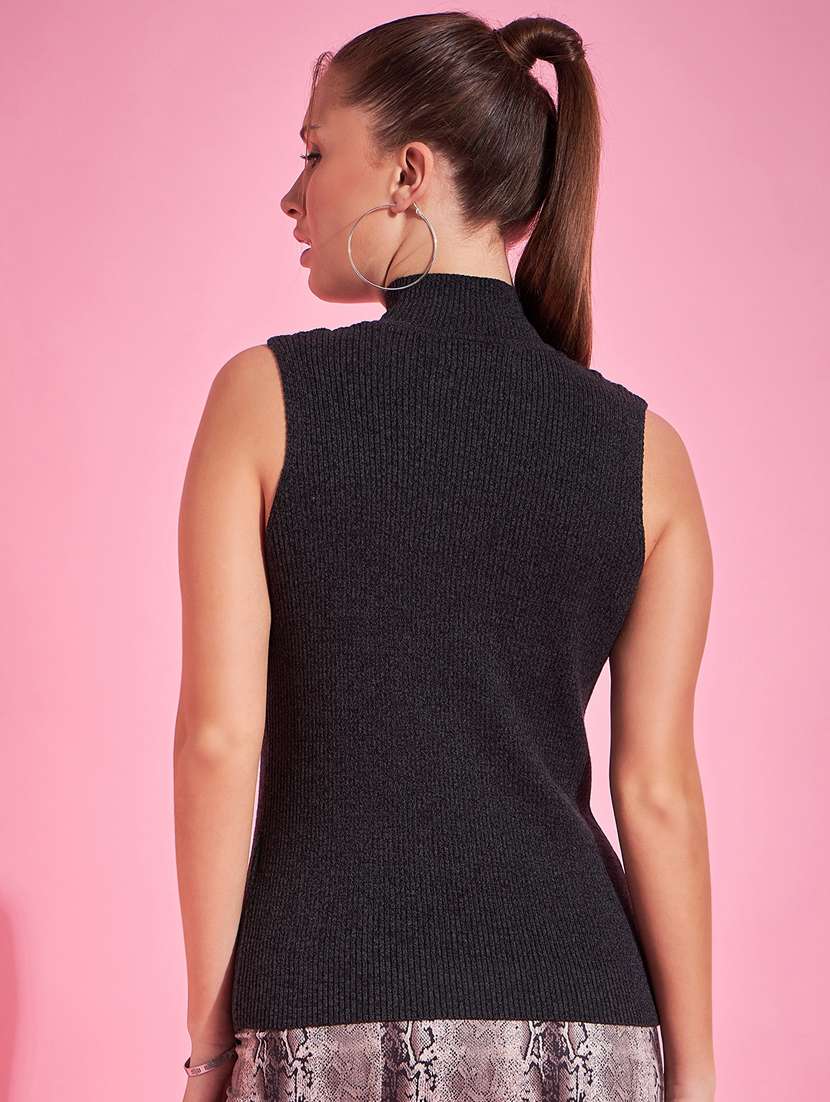 women grey mock neck pullover - 20501104 - Standard Image - 2