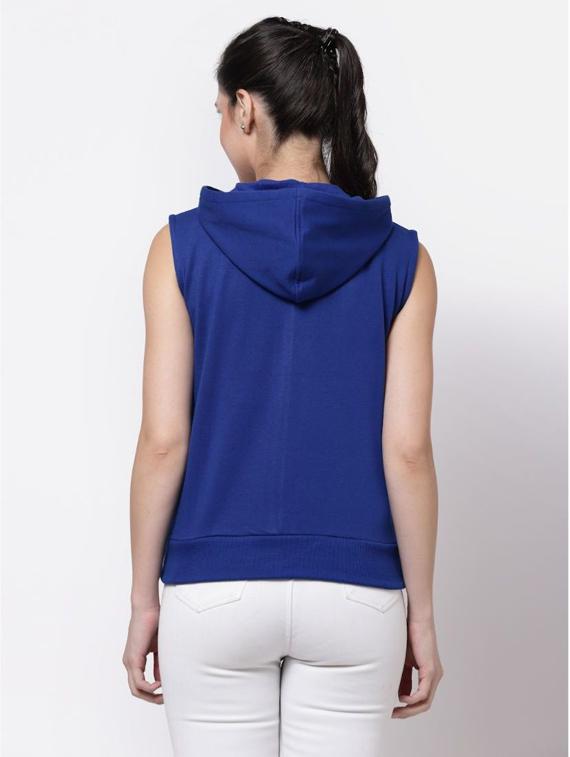 blue solid sleeveless hooded jacket - 20501466 - Standard Image - 2