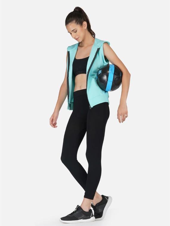 women light blue solid sleeveless hooded sweatshirt - 20501474 - Standard Image - 2