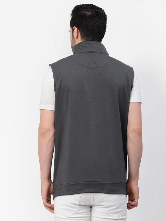 men sleeveless solid casual jacket - 20501491 - Standard Image - 2