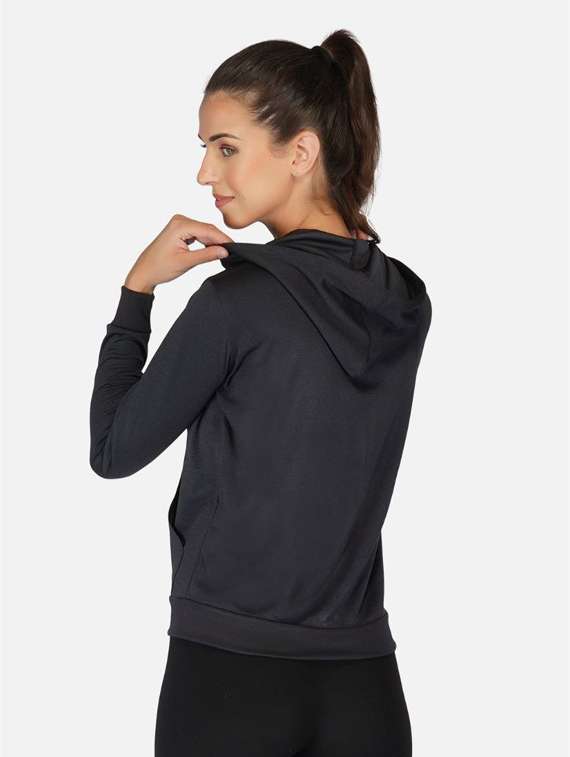 charcoal solid hooded regular jacket - 20501510 - Standard Image - 2