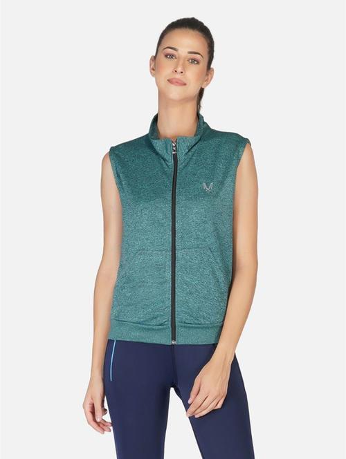 sea green stand collar regular jacket - 20501529 -  Standard Image - 0