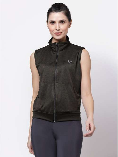 women charcoal sleeveless jacket - 20501531 - Standard Image - 0