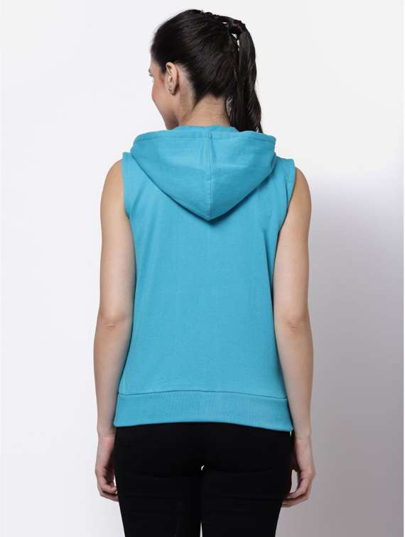 turquoise solid hooded regular jacket - 20501534 -  Standard Image - 2