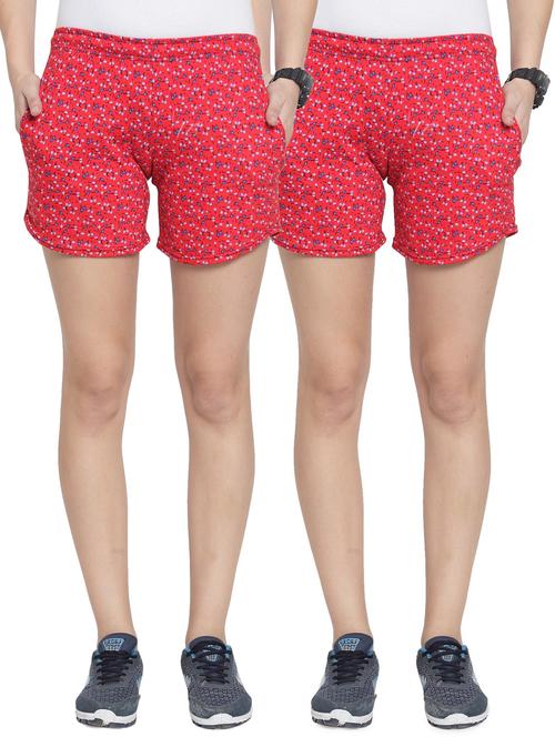 combo of 2 red cotton regular short - 20501605 -  Standard Image - 0