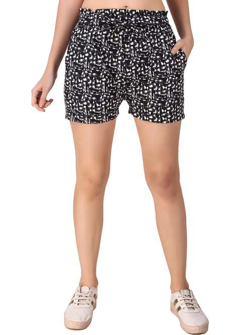 women black cotton blend regular short - 20501626 -  Standard Image - 0