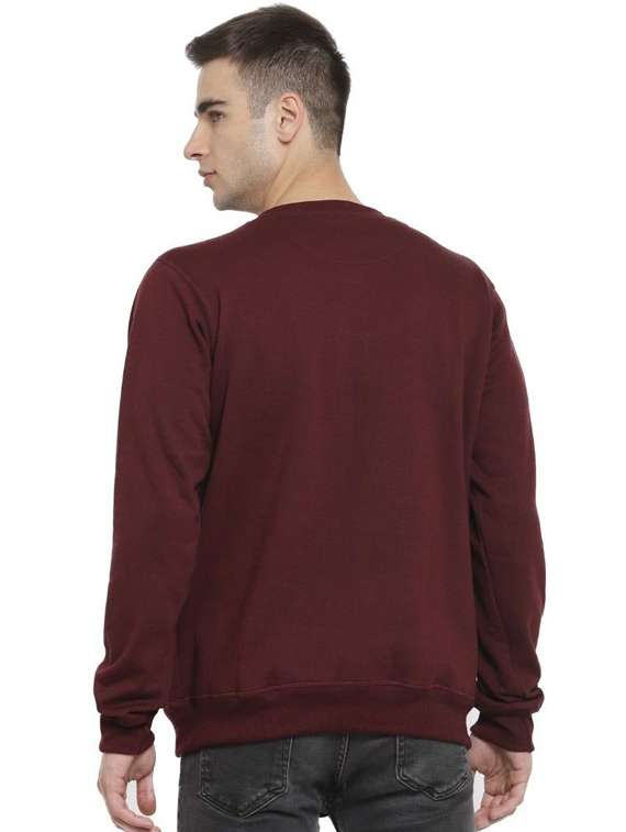 maroon solid cotton regular sweatshirt - 20501637 - Standard Image - 2