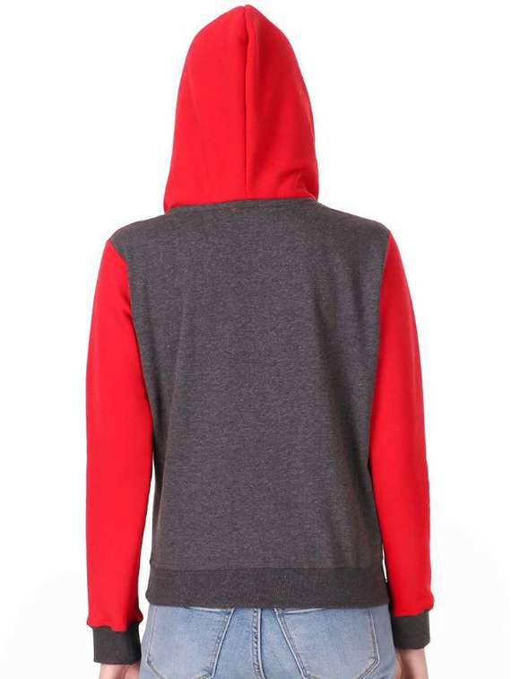 women color blocked button hoodie - 20501651 -  Standard Image - 2
