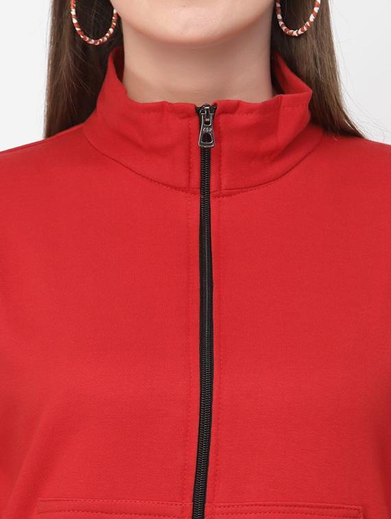 red solid long sleeves regular sweatshirt - 20501659 - Standard Image - 2