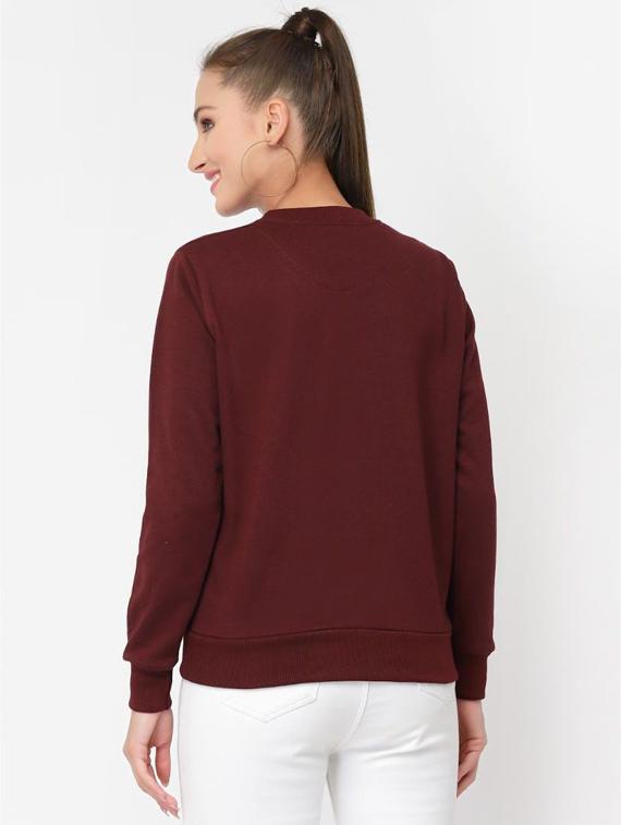 maroon solid round neck regular sweatshirt - 20501669 - Standard Image - 2