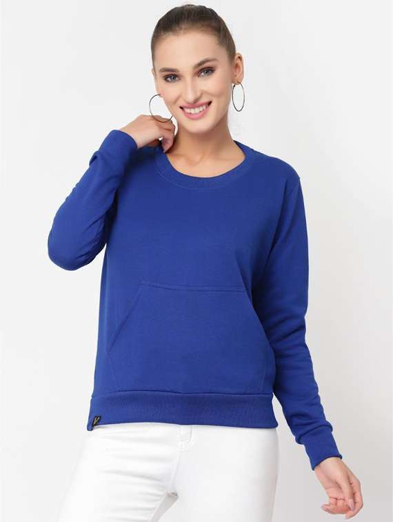 blue solid regular sweatshirt