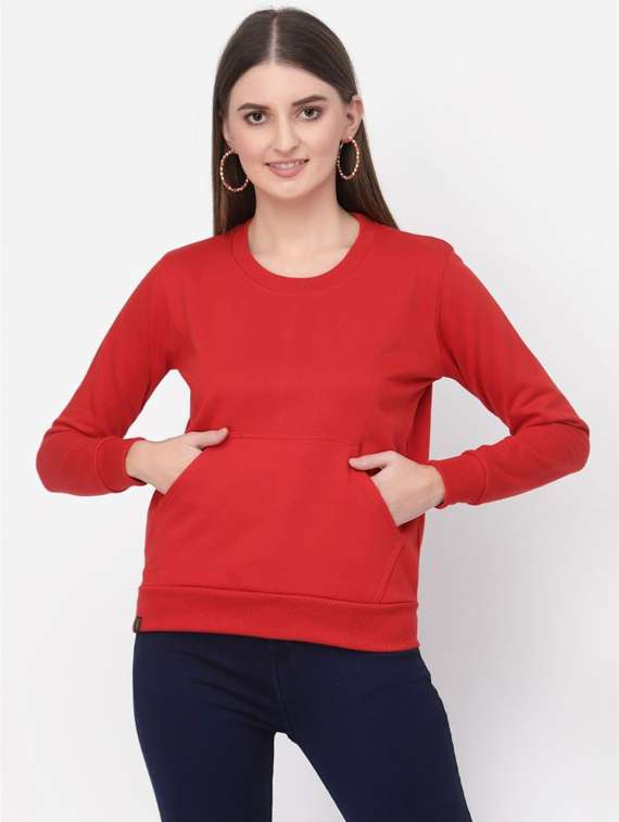 red solid regular sweatshirt