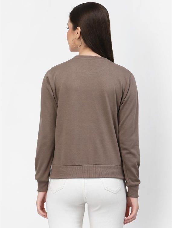 women brown round regular sweatshirt - 20501676 - Standard Image - 2
