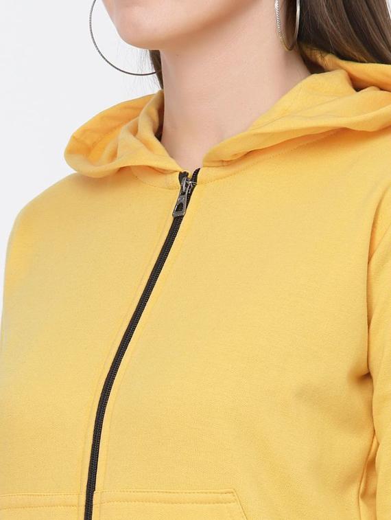 yellow solid hooded regular sweatshirt - 20501682 - Standard Image - 2