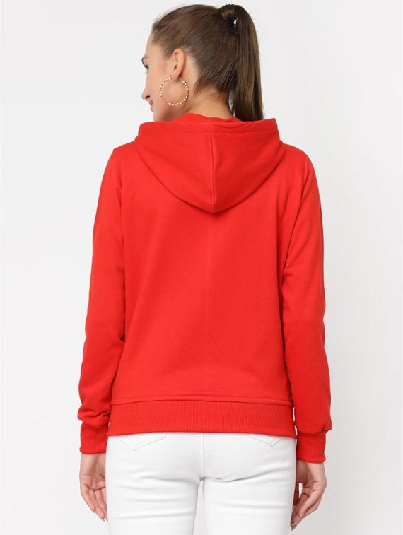 red solid hooded regular sweatshirt - 20501686 - Standard Image - 2