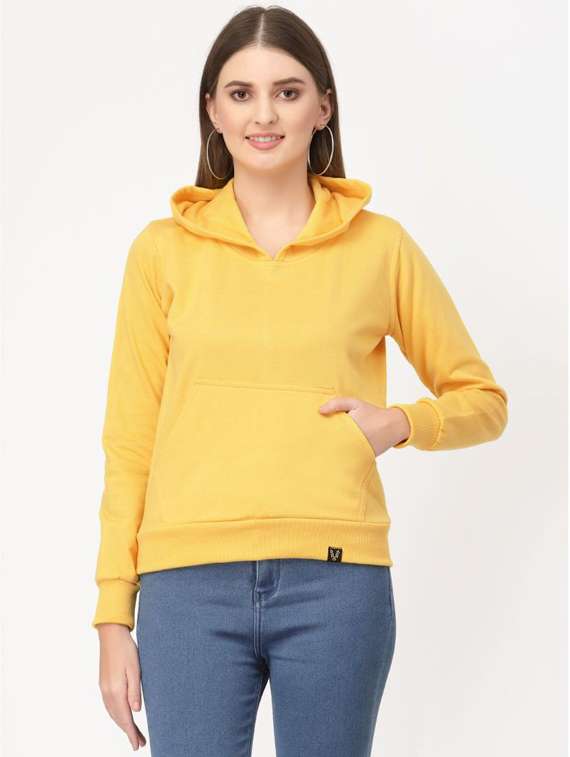yellow solid hooded sweatshirt - 20501696 -  Zoom Image - 0