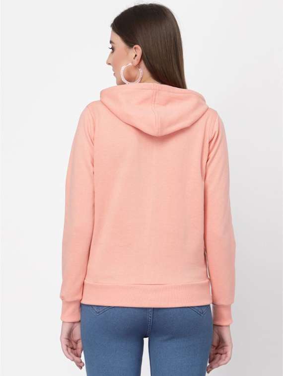 peach solid hooded sweatshirt - 20501701 -  Standard Image - 2